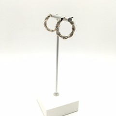 Vintage ROSS SIMONS 2 Tone Sterling Silver Diamond Hoop Earrings 925 9g #66