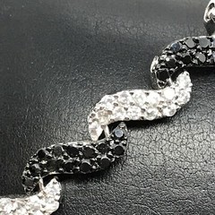 Vintage Signed LL 925 Sterling Silver Black Onyx Cubic Zirconia Tennis Bracelet