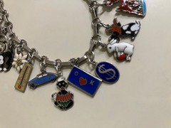 RARE VINTAGE AUSTRIA 800 SILVER ENAMEL LOADED CHARM BRACELET ESTATE FIND A+