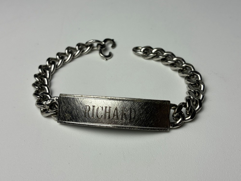 Vintage 925 ID Bracelet Signed Elco Sz7.5 Sterling Silver 9mm 38 Grams – Richard