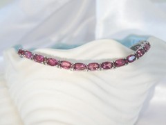 Sterling Silver 925 Rhodolite Pink Garnet Tennis Bracelet 8″
