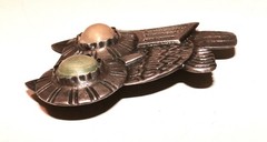 Vintage Sterling Silver LARGE Early Mexican OWL BROOCH Pin Pre 1948