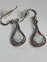 Vintage Sterling Silver Fire Opal Dangle Earrings | Bridal Accessory