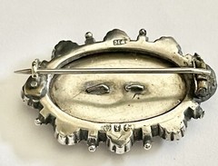 Victorian Sterling Crescent Moon Ivy Leafs Forget me Knot Honeymoon Brooch