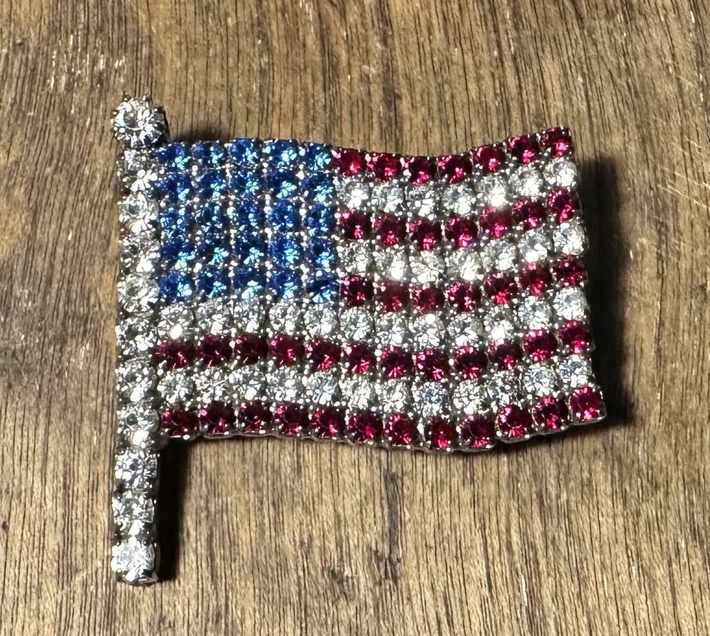 U.S. AMERICAN FLAG RHINESTONE PIN BROOCH PATRIOTIC