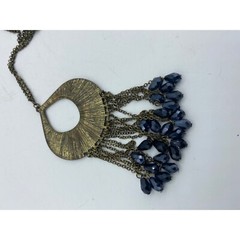 Vintage Antique Gold Tone Medallion Beaded Necklace Boho Necklace