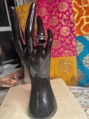 Zuman-Vintage Sterling Silver And Black Onyx Crossover Ring Size 7