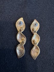 Vintage Napier Signed Gold Leaf Drop Post Earrings 1980