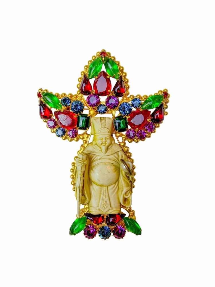 MOANS Couture 18K Gols Plated Emperor Crystal Brooch