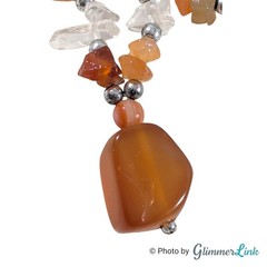 Vintage Earthy Semi Precious Stone Chip Necklace with Gemstone Pendant