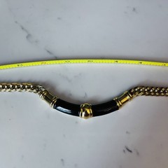 Monet Vintage Modernist, Gold Tone And Black, Chunky Necklace, Perfect! Shiny!