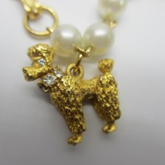 Vintage Charm Bracelet Dogs Rhinestone Accents Simulated Pearl Poodle Dachshund