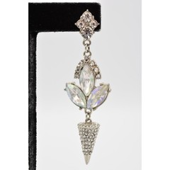 Vintage Sparkling Crystal Dangle Earrings Chunky AB Rhinestone Silver Y2K BinAR