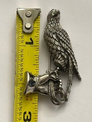Tortolani Pewter Falcon & Falconer’s Gauntlet Brooch Detailed Pin Bird 3D Jewelr