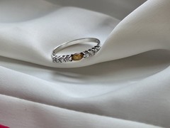 ​Vintage 925 Sterling Silver Marquise Citrine Half Eternity Stack Ring Size 9
