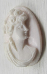 High Relief Conch Shell Cameo Lady Portrait Pink Hand Carved Loose 26mm
