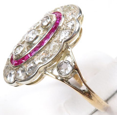 Victorian Edwardian Rose Diamond Engagement 14KY & Silver Rg Sz 6 UK-L1/2 EGLUSA