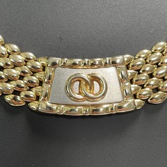 Vintage Stunning 7 Rows of Gold Plated Oval Link Chain Choker Collar Necklace