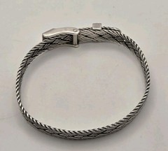 Vintage .925 Sterling Silver Braided Woven Belt Buckle Bracelet 21g