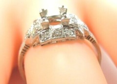 Antique Art Deco Setting Mounting Platinum Hold 4.5-5MM Ring Size 5 UK-J1/2