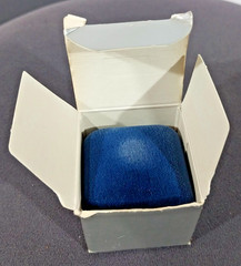 NOS Vintage 1985 Avon Genuine Cultured Pearl Ring Size 8 18K HGE Blue Velvet Box