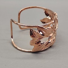 Vintage Wide Cuff Bracelet Leaf Rose Gold Tone BBJ JTV 8″