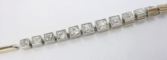 Edwardian 1.02 Ct Mine Cut Diamond Platinum Gold Line Bracelet–Milgrain Edging