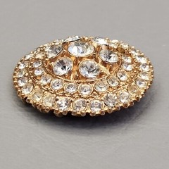Vintage Rhinestone Brooch Round Domed 1 3/8″