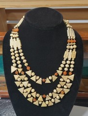 Vintage Bone or Horn Necklace Multi Strand Tribal Boho Statement