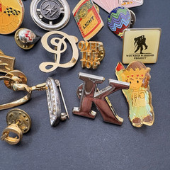 Vintage Lot of Lapel Pins Brooches Flags Enamel Rhinestones Assorted Unsigned