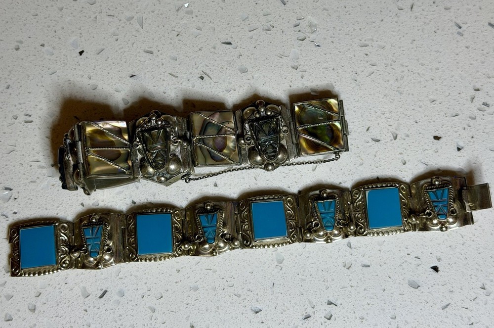 Vtg Southwestern Jewelry Bracelet LOT Alpaca Mexico Native American Signed