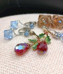 Vintage AB Crystal Earrings Lot Set Beaded Clip On Dangle Drop Rhinestone