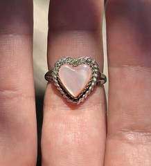Vintage 925 Sterling Silver + Pink conch Shell Heart Southwestern Ring Sz 5.25