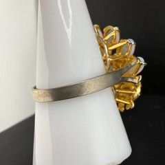 Vintage Cocktail Ring Gold Tone Polished Stone Size 8.5