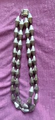 Les Bernard cone beaded necklace w/ Closure Sterling Silver chain and clasp