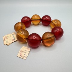 Vintage Plastic Synthetic Heavy Bead Bracelet New with Original Hang Tag Red
