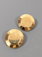 Vintage Monet Gold Tone Round Faceted Metal Statement earrings Pierced