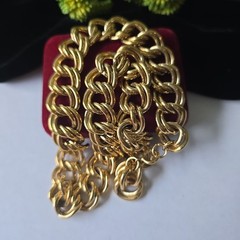 Vintage High End Heavy Gold Tone Double Links Chain Necklace 17″L
