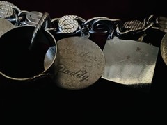 Vtg 7” Charm Bracelet With 11 Sterling Silver Charms 1960s Texas Graduate FTA