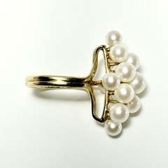 Ming’s Honolulu 14K Yellow Gold 4–5mm Akoya Pearl Cluster Size 5 Ring 4.7g
