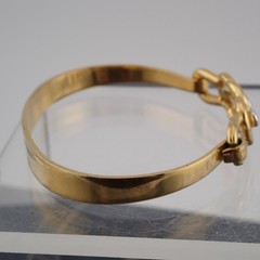 Vintage Crown Trifari Gold Silver Tone 6 1/4″ Petite Tension Bangle Bracelet