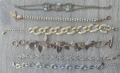 Modern Bracelet Lot Clasp 7-8″ Mixed Metals lot of 6 Signed Marcasite