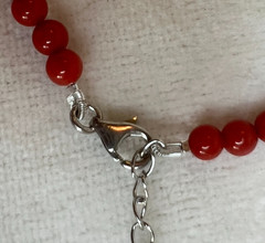 Red Coral Bead PEARL Rhodium Over Silver Necklace 18″ NEW
