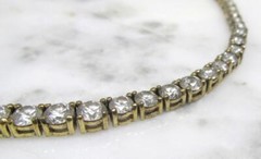 Gold Plated Sterling Silver Clear Stones Tapered Necklace ~ 31.7g ~ 7-H418