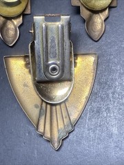 Vintage Art Deco Brass Toned & Black Pendant Statement Jewelry