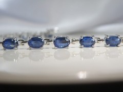 D’Joy Sterling Silver 925 Natural Blue Kyanite Tennis Line Bracelet Fits 8″