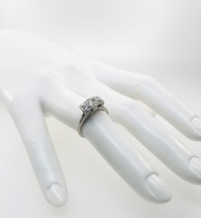 Vintage 1950’s 14K White Gold 2 Stone Diamond Ring
