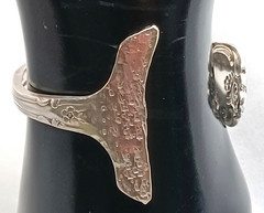 Artisan Made Fish Tail Cuff Bracelet Silver Plate Wm. A Rogers Spoon