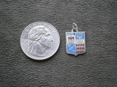 Cote d’Azure France Vtg Sterling Silver Enamel Travel Shield Bracelet Charm 2.0g