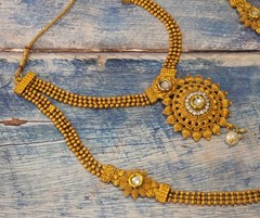 VINTAGE-RETRO Fabulous 22″ Gold South Indian Bridal Duel Necklace / Asian Haram